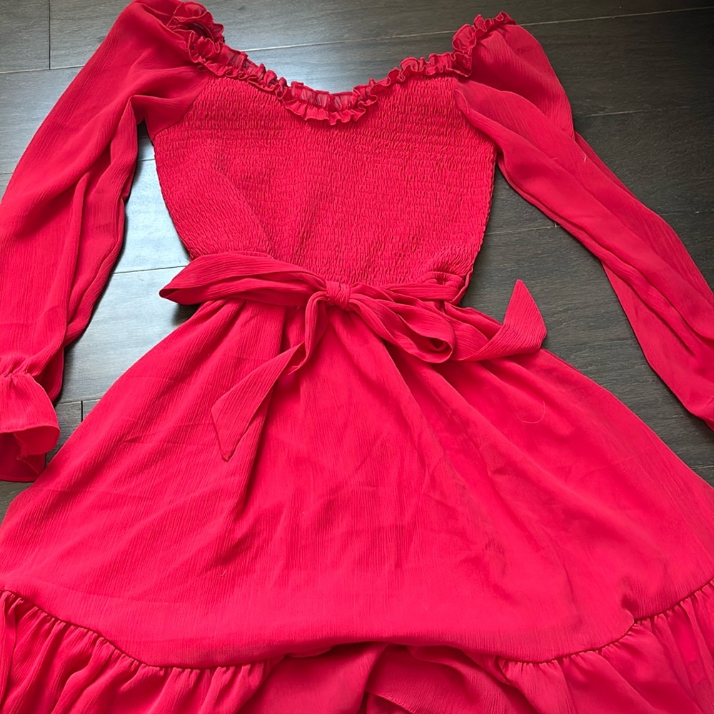 Exlura red long sleeve dress